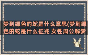 梦到绿色的蛇是什么意思(梦到绿色的蛇是什么征兆 女性周公解梦)